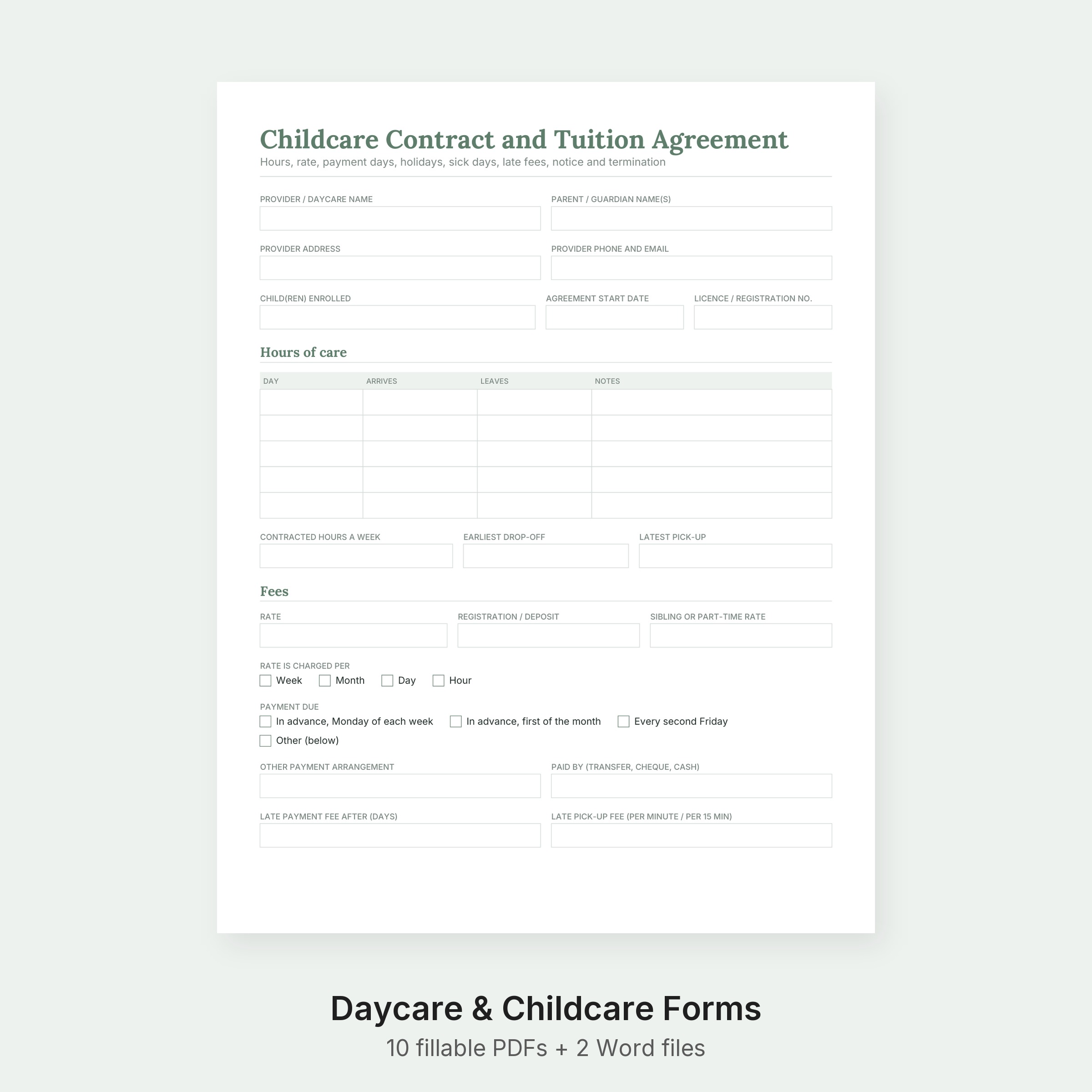 Daycare Forms Bundle