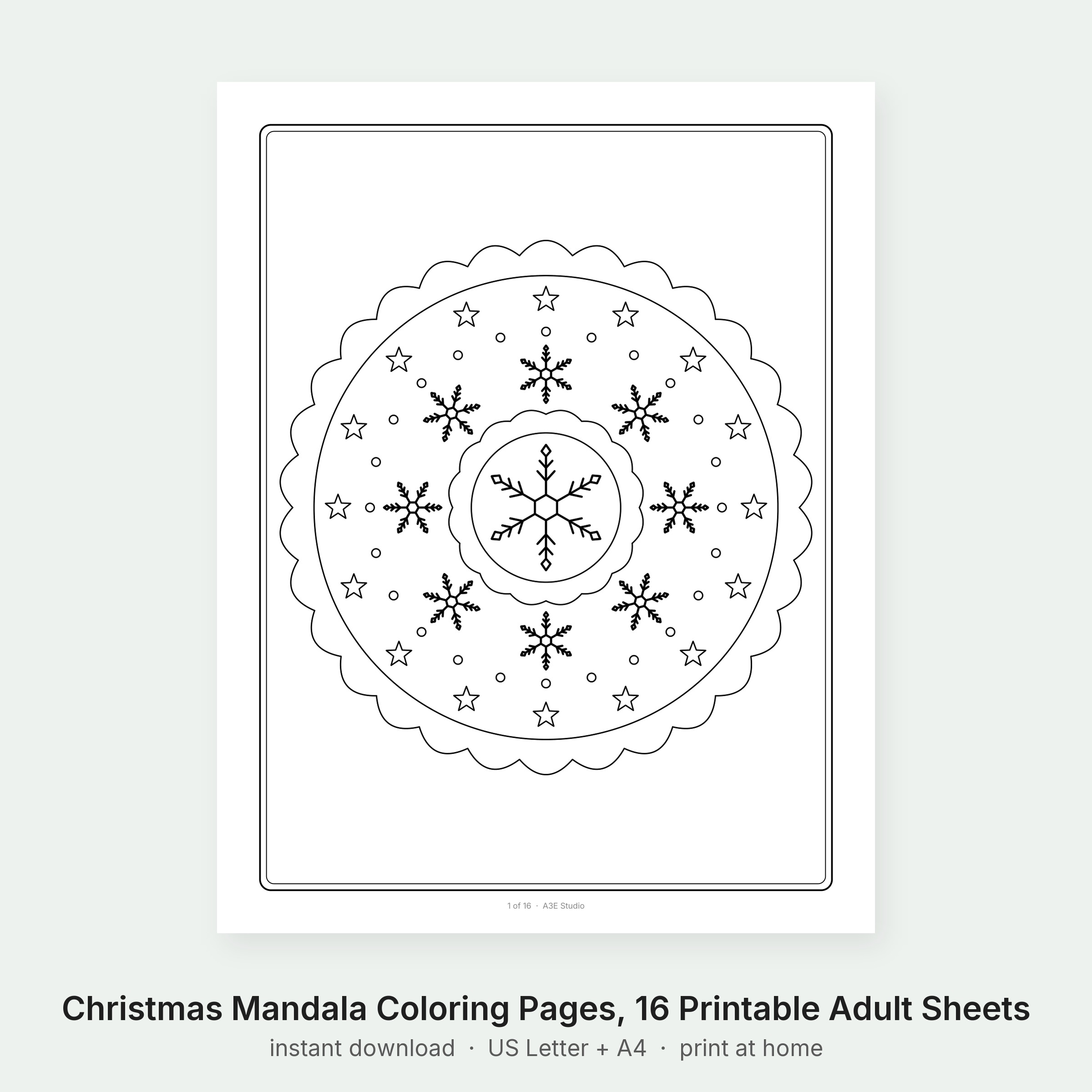 Christmas Mandala Coloring Pages