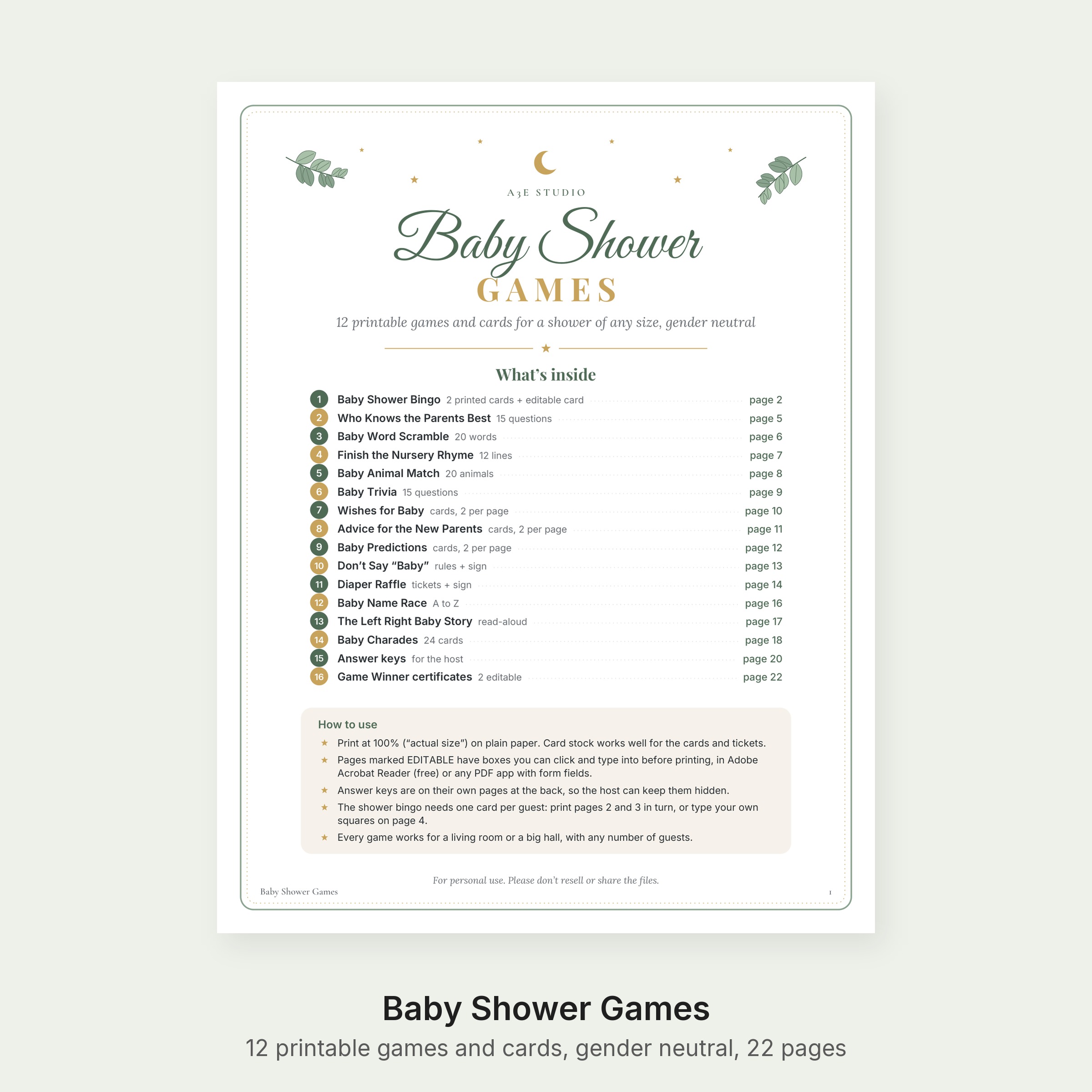 Baby Shower Games Bundle