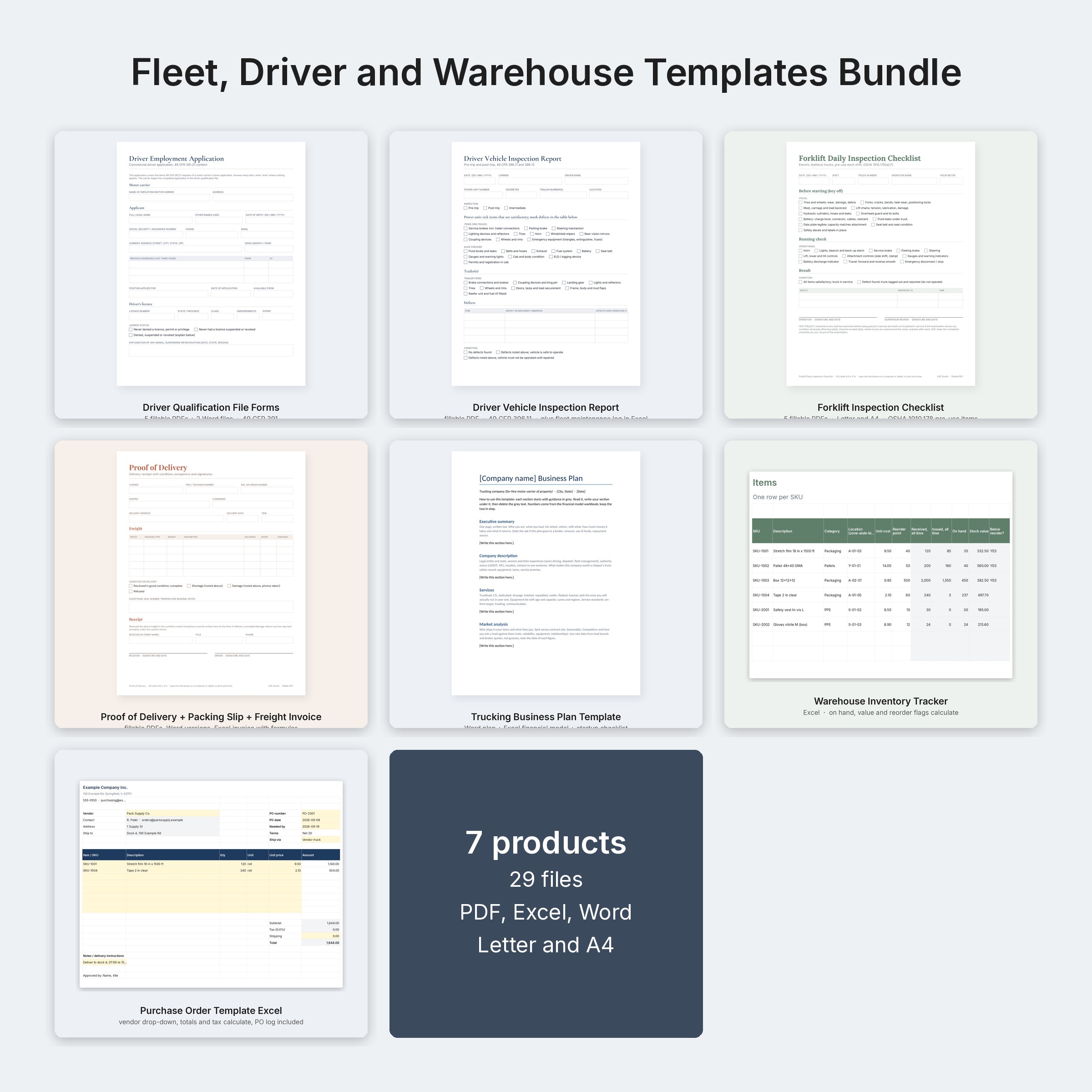 Fleet Driver and Warehouse Templates Bundle