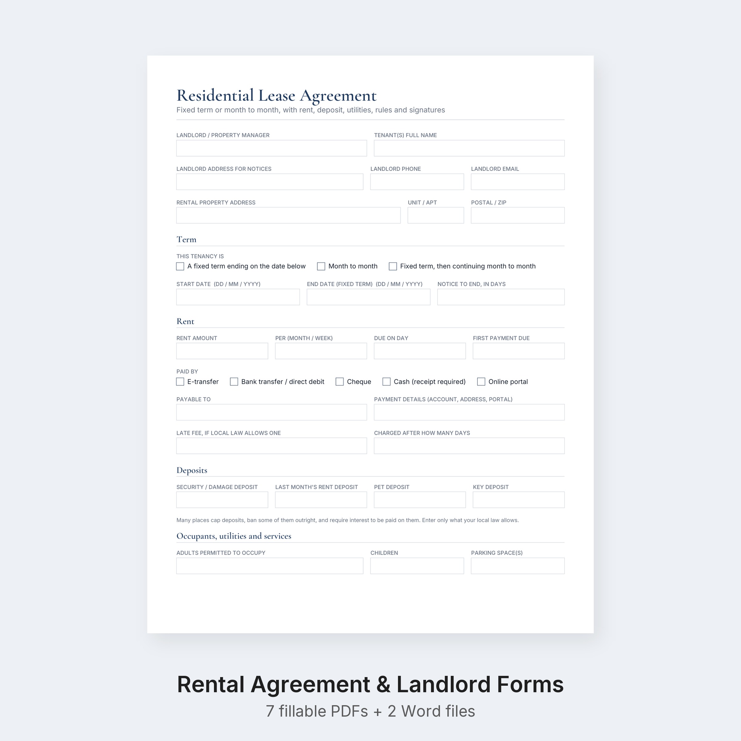 Rental Agreement and Landlord Forms Kit
